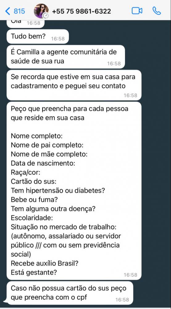 Prefeitura alerta para golpistas se passando por gente de saúde para roubar dados pessoais