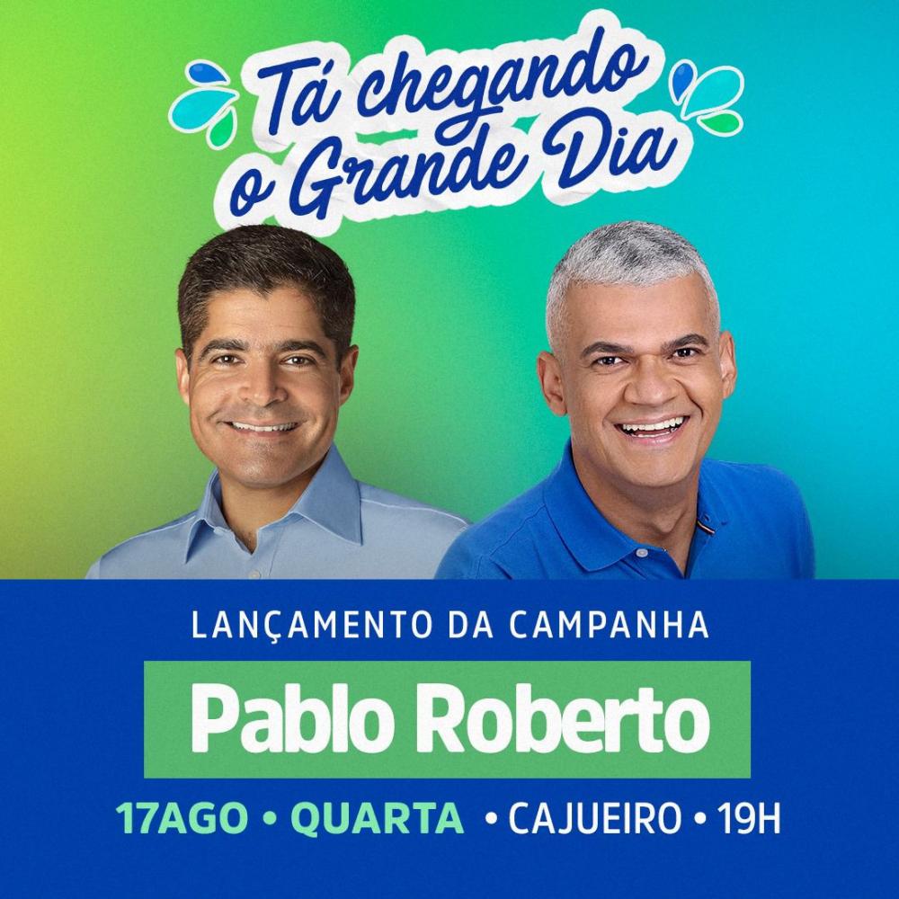Pablo Roberto lança sua candidatura a deputado estadual no próximo dia 17 de agosto
