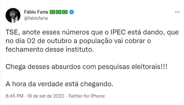 Após novo Ipec, QG de Lula tenta evitar abstenção por vitória em 1º turno; bolsonaristas atacam pesquisas