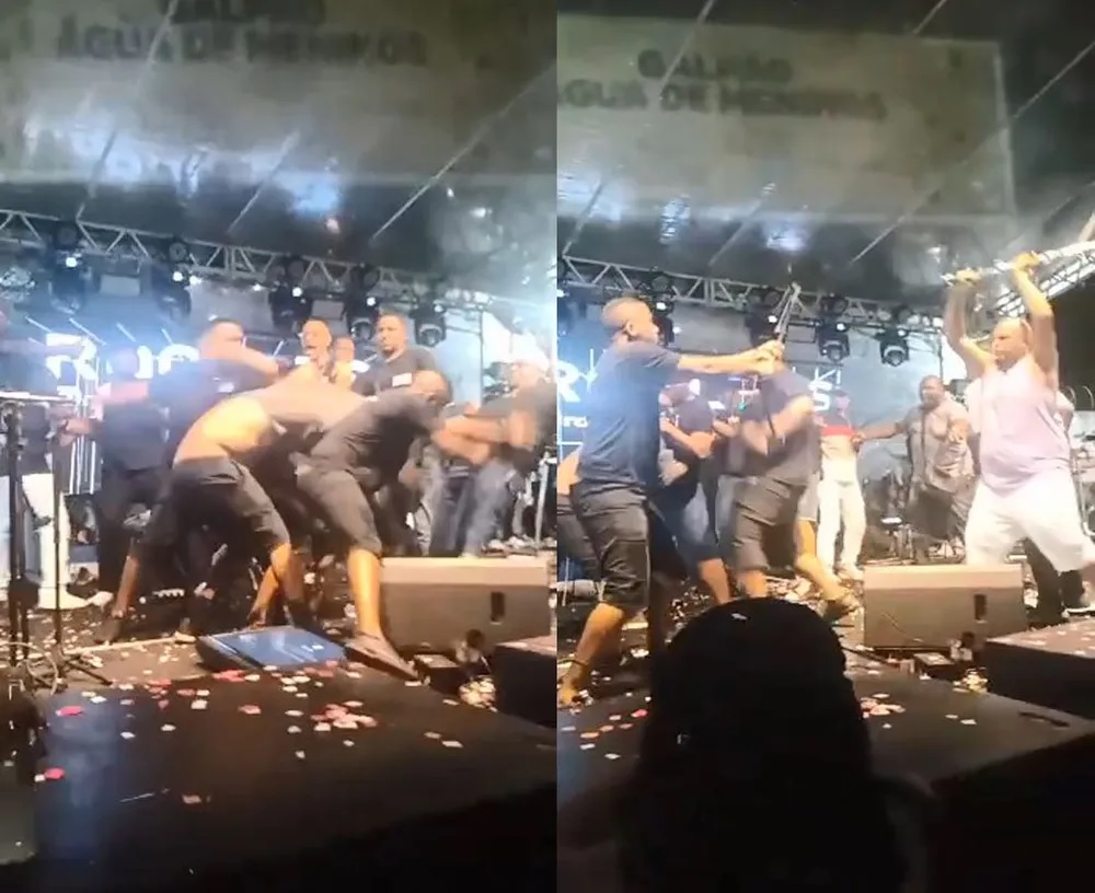 Vídeo: Discussão entre bandas termina com briga generalizada de músicos em cima de palco na Bahia