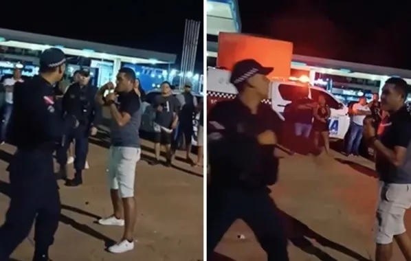 Homem 'sai na mão' com três policiais; veja