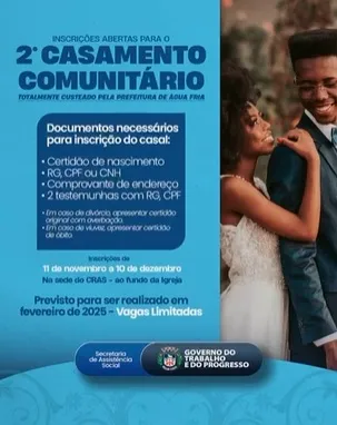 Prefeitura de Água Fria realiza 2º Casamento Comunitário