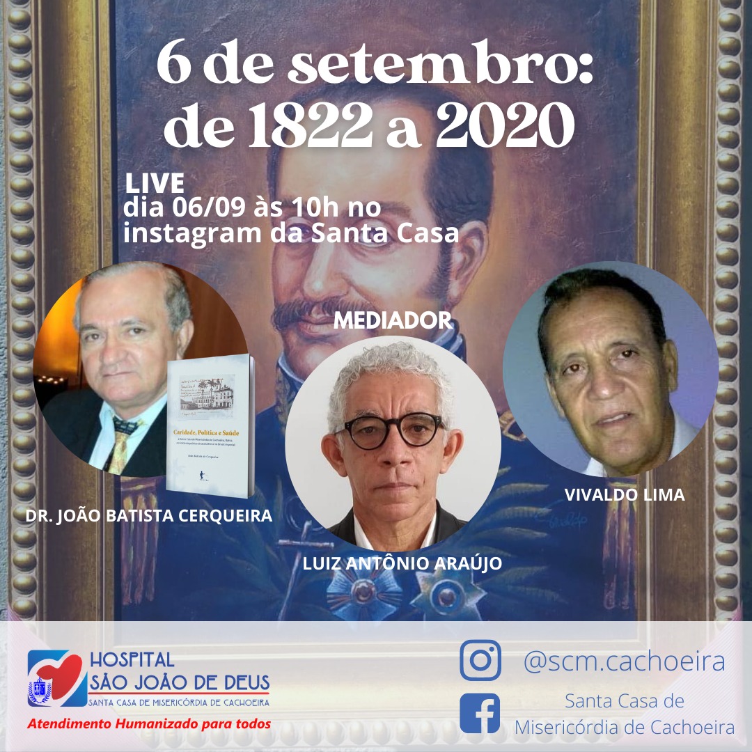 Santa Casa de Cachoeira realiza live 'Saúde - História e Política' neste domingo (6)