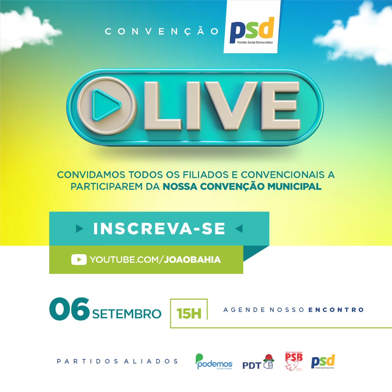 PSD de Amélia Rodrigues e partidos aliados realizam live para oficializar pré-candidaturas
