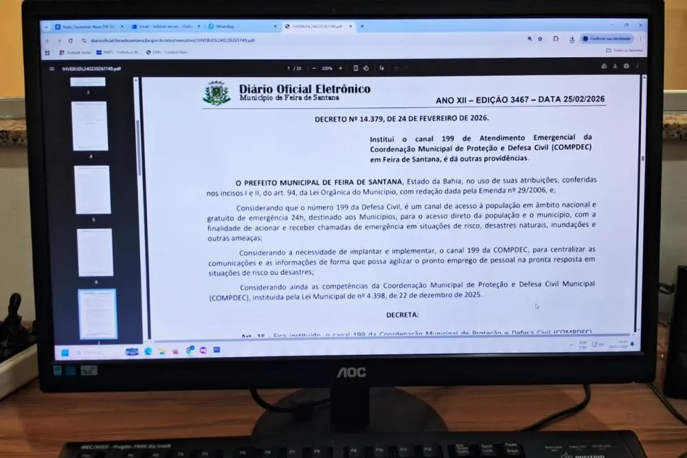 Canal 199 da Coordenação de Defesa Civil é instalado em Feira