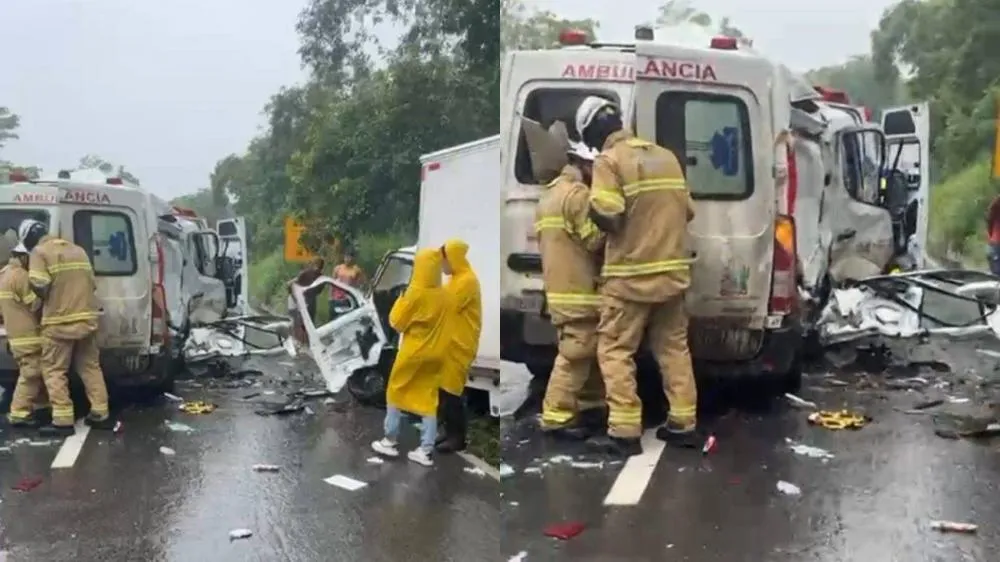 Batida entre ambulância e caminhão deixa três feridos na Bahia