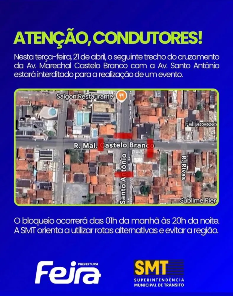 SMT interdita cruzamento na Marechal Castelo Branco para gravação da La Fúria nesta terça (21)
