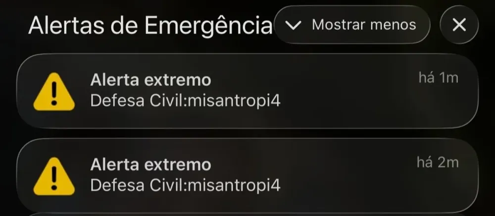 “Alerta Extremo” da Defesa Civil assusta brasileiros na madrugada; saiba o que motivou