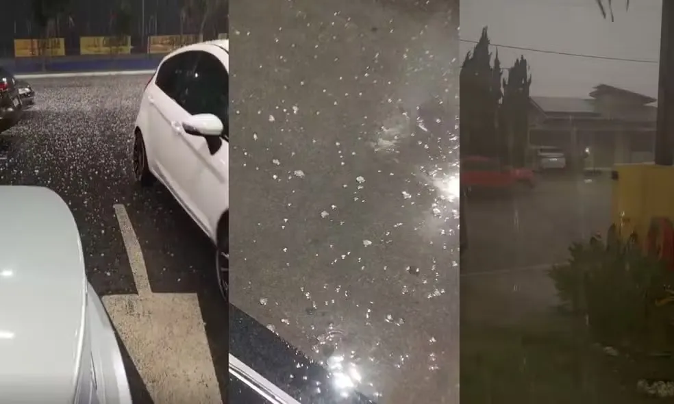 Chuva de granizo surpreende moradores de Vitória da Conquista — Foto: Reprodução/Redes Sociais