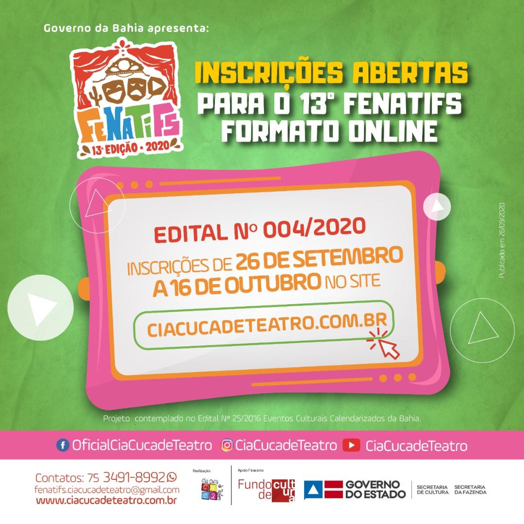 Inscrições abertas para o 13º Festival Nacional de Teatro de Feira de Santana