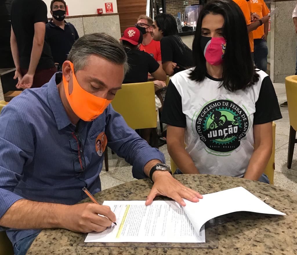 Carlos Medeiros assina carta-compromisso com Grupo de Associação do Ciclismo de Feira de Santana