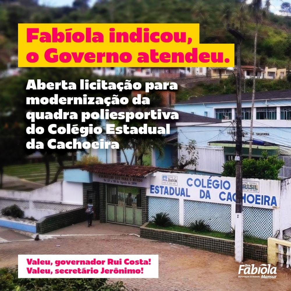 Cachoeira: aberta licitação para modernização de quadra em colégio estadual