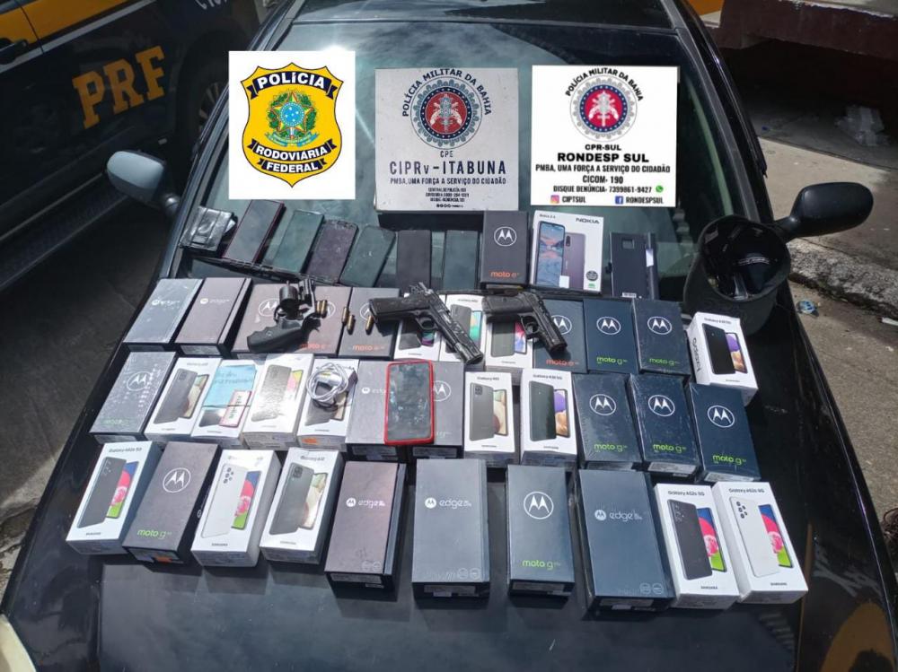 Ação conjunta recupera celulares roubados e arma